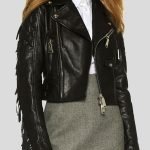 Womens Black Cropped Leather Jacket