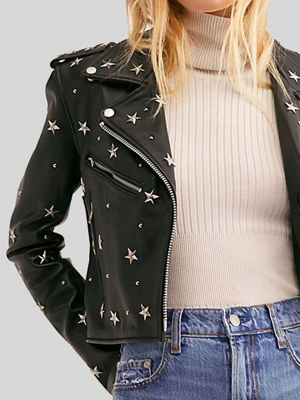 Womens Black Studded Leather Jacket