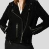 Womens Black Suede Biker Jacket