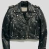 Womens Cropped Studded Leather Jacket