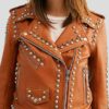 Womens Leather Silver Studded Jacket