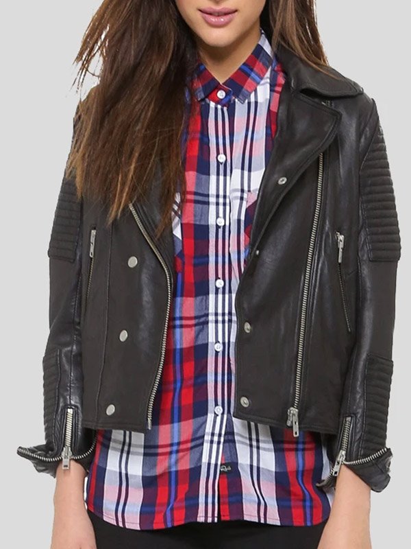 Womens Quilted Leather Motorcycle Jacket