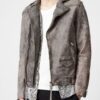 Distressed Brown Leather Jacket For Mens