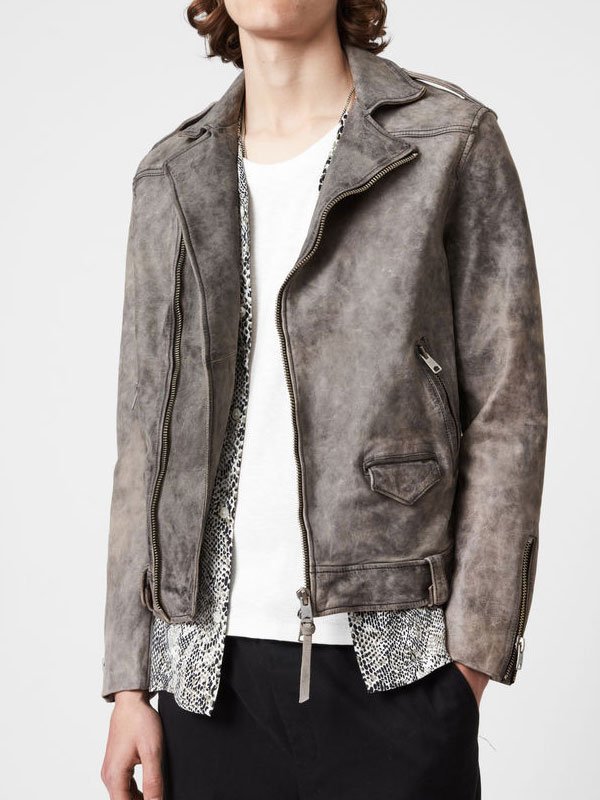 Distressed Brown Leather Jacket For Mens