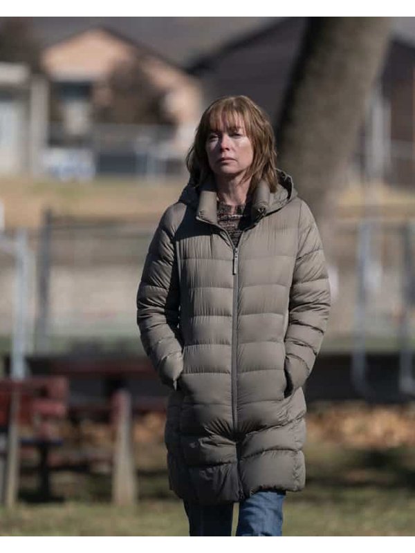 Lori Ross Mare of Easttown Julianne Nicholson Grey Puffer Coat