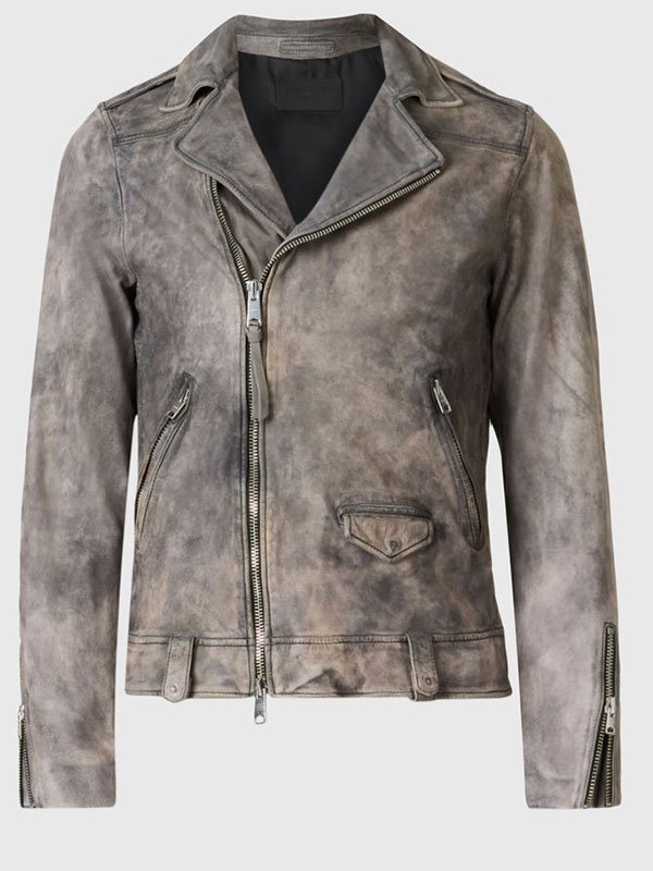 Mens Distressed Leather Motorcycle Jacket