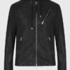 Mens Hooded Leather Jacket