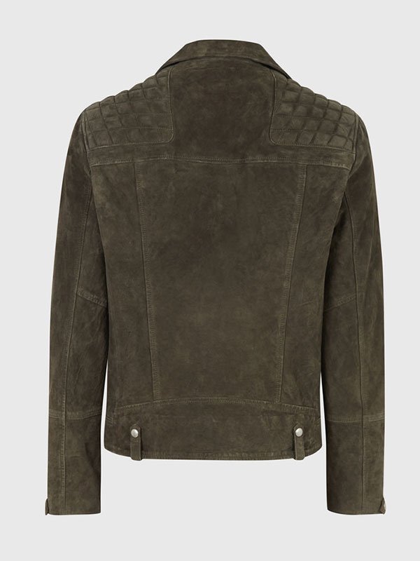 Men's Suede Leather Biker Jacket Back