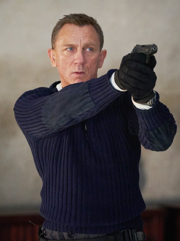 Daniel Craig No Time to Die James Bond Blue Sweater