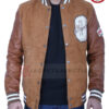 Drake Suede Leather Varsity Brown Jacket