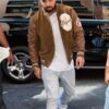 Drake Suede Leather Brown Varsity Bomber Jacket