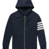 Mens Blue Hoodie With White Stripes