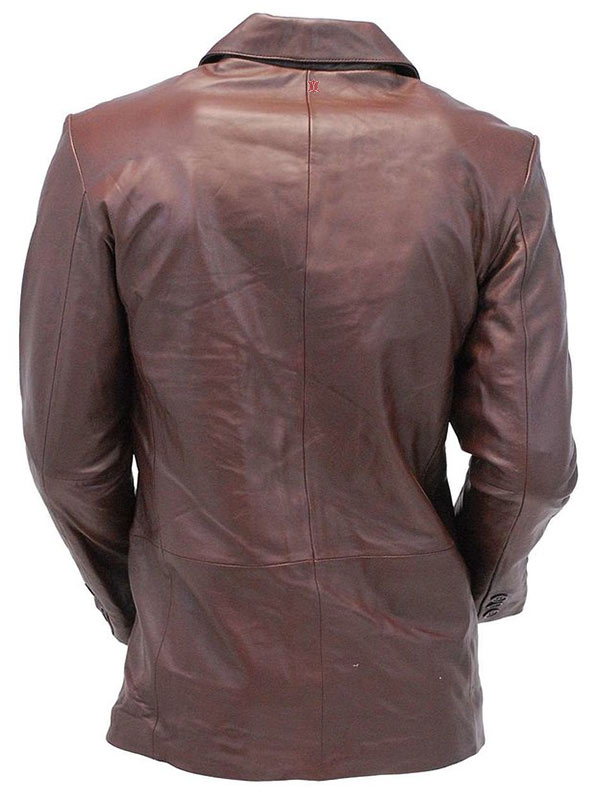 Mens Casual Two Button Chocolate Brown Leather Blazer