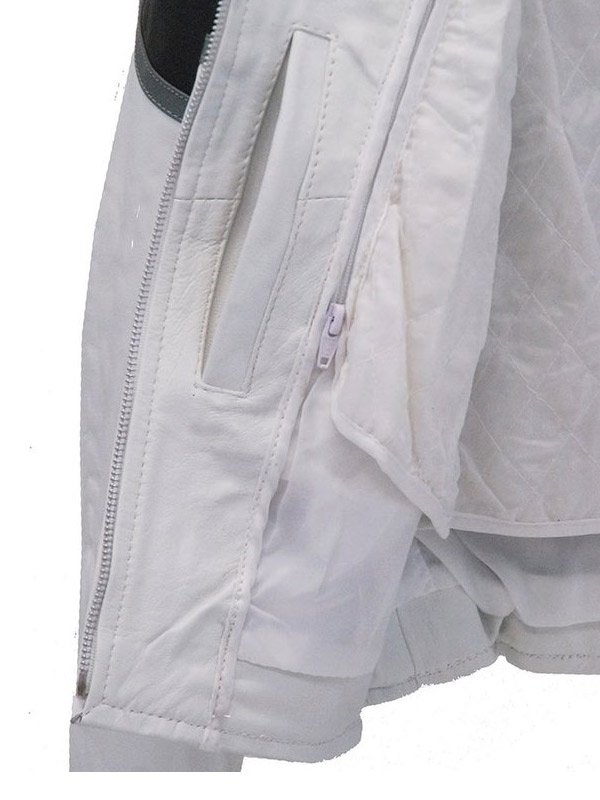 Mens Classic White Leather Jacket