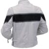 Mens Classic White Scooter Leather Jacket With Black Stipe