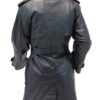 Mens Doube Breasted Black Leather Trench Coat