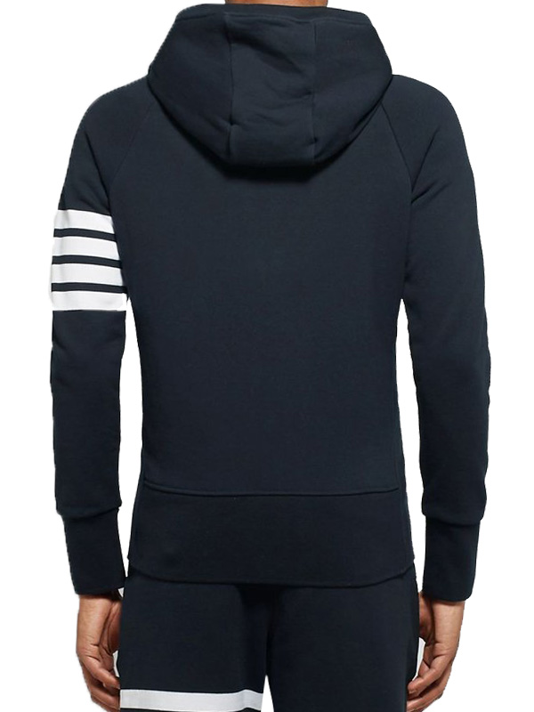 Men Blue Hoodie With White Stripes