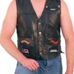 Mens Patched Motorcycle Leather Vest