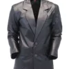 Mens Two Button Black Leather Blazer