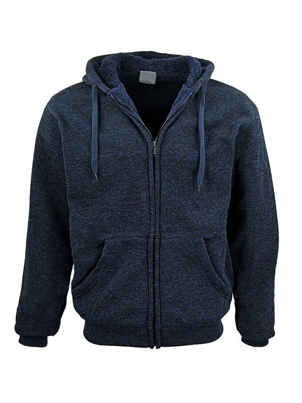 Mens Winter Zip Up Blue Hoodie