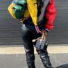 Streetwear Multicolor Patchwork LeatherJacket