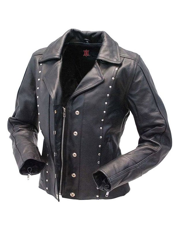 Womens White Motorcycle Leather Jacket - JacketsJunction