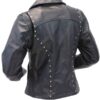 Studded Black Motorcycle Leather Jacket For Womens