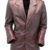 Two Button Brown Leather Blazer