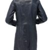 Vintage Black Mid Length Leather Coat For Womens