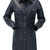 Womens Black Vintage Leather Coat