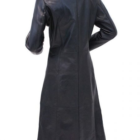 Womens Extra Long Leather Trench Coat - JacketsJunction