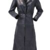 Womens Extra Long Leather Trench Coat