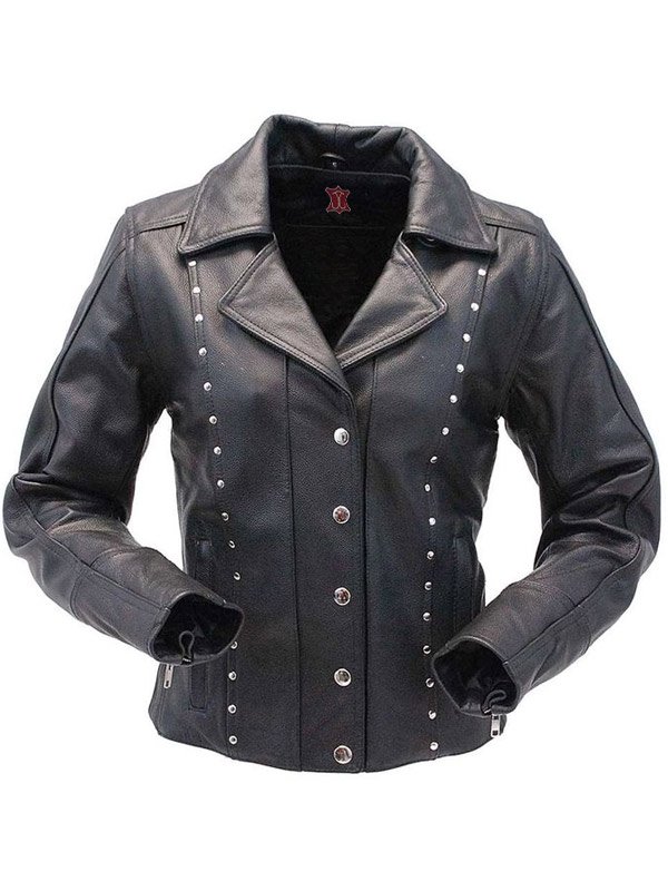 Womens Studded Leather Biker Jacket