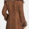 Womens Suede Leather Faux Fur Coat