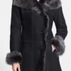 Womens Suede Leather Shearling Coat