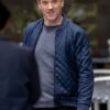 Damian Lewis Billions Bobby Axelrod Quilted Blue Bomber Jacket