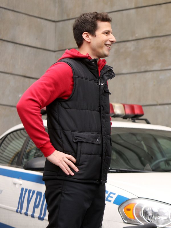 Andy Samberg Brooklyn Nine Nine Jake Peralta Black Puffer Vest