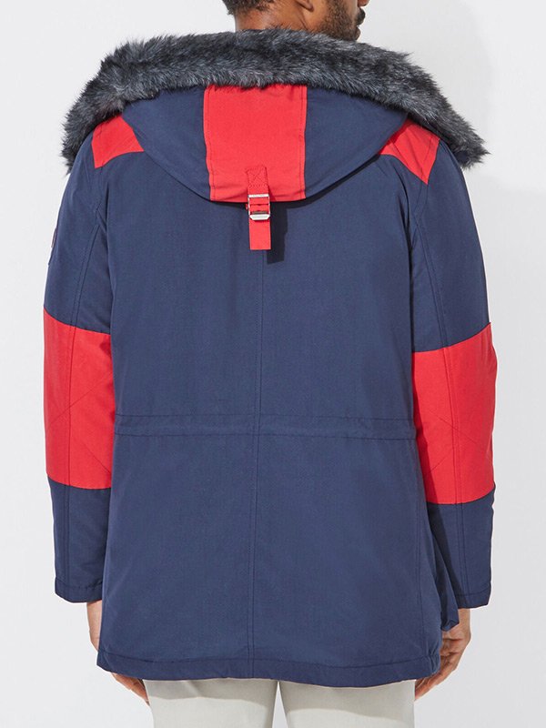 Hooded Shaelng Blue Parka Jacket For Mens