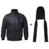 Mens Black Leather Hooded Jacket with Removable Hooded