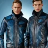 Mens Bugatti Blue Leather Jacket