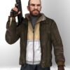 Video Game GTA Grand Theft Auto 6 Niko Bellic Brown Leather Bomber Jacket