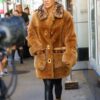 Global Citizen Live concert Jennifer Lopez Brown Oversized Faux Fur Coat