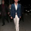 Matt Goss Single Button Blue Suede Leather Blazer