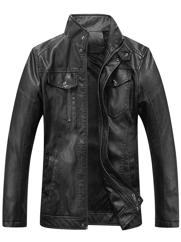 Mens Vintage Black Leather Jacket - JacketsJunction