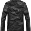 Mens Vintage Black Standing Collar Leather Jacket