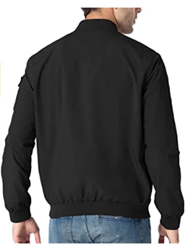 Mens Windbreaker Black Bomber Jacket