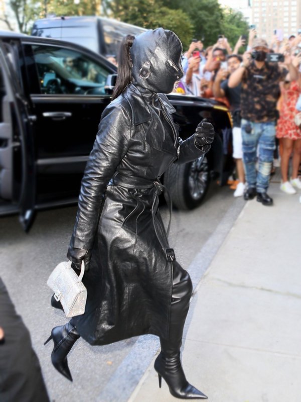 Met Gala 2021 Kim Kardashian Long Black Leather Coat