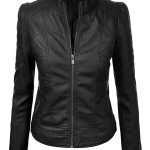 Moto Black leather Jacket Women