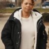 Robyn McCall The Equalizer Queen Latifah Shearling Black Hooded Coat