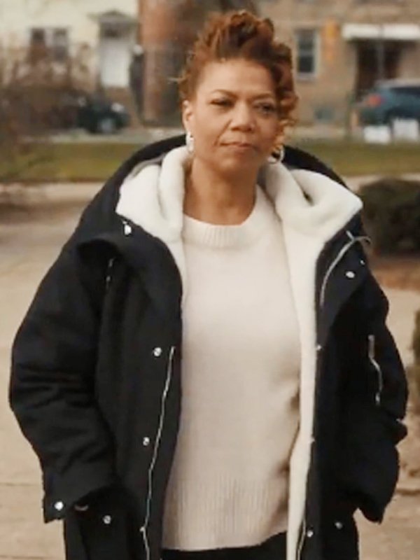 Robyn McCall The Equalizer Queen Latifah Shearling Black Hooded Coat